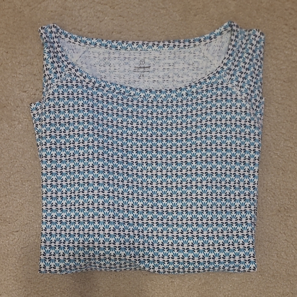 Talbots Blue and White Floral Top